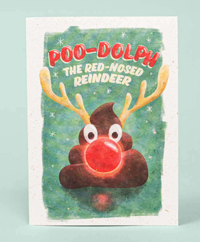 Poo-Dolph the Red-Nosed Reindeer Card