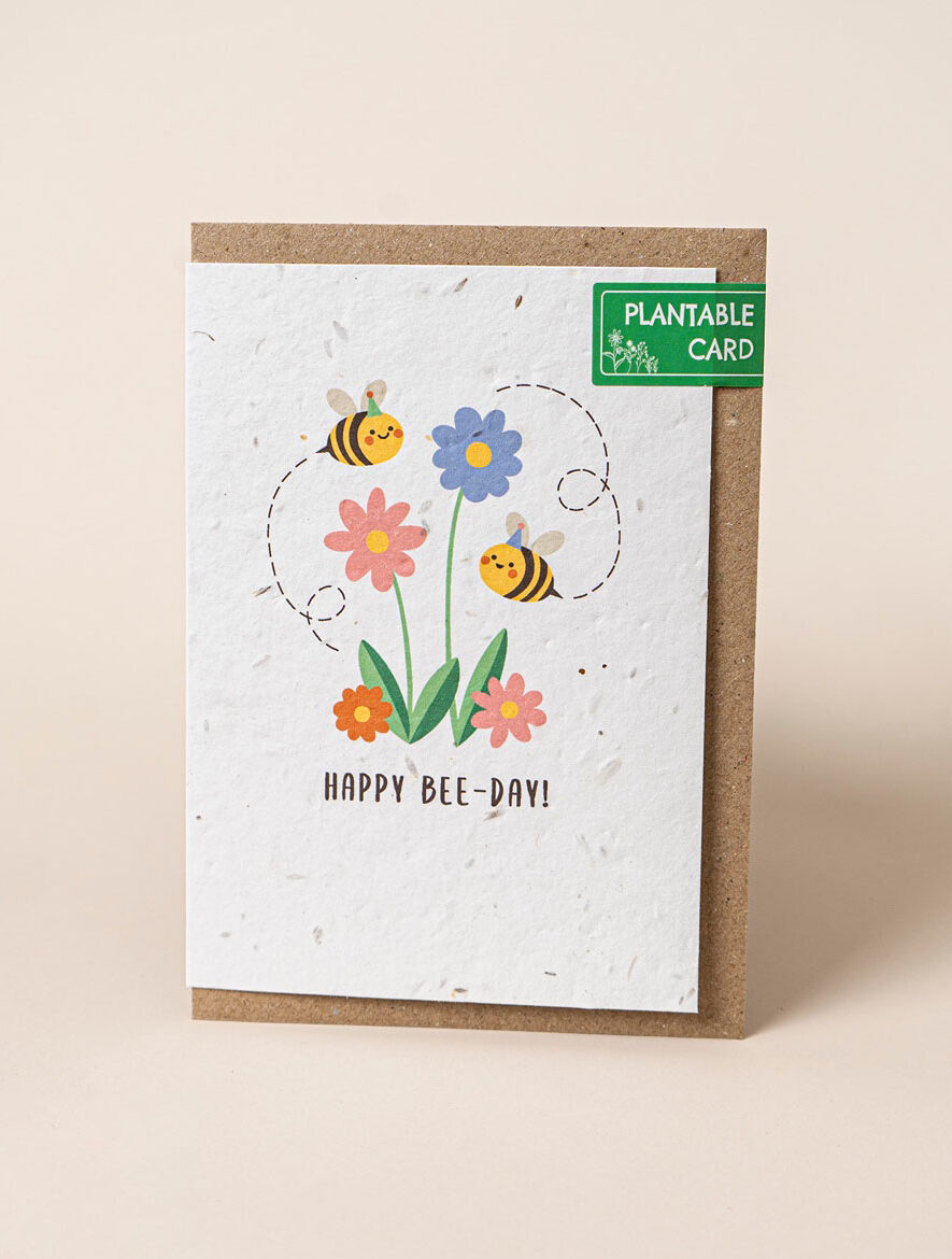 Willsow Plantable Wildflower Greetings Card - Happy Bee Day
