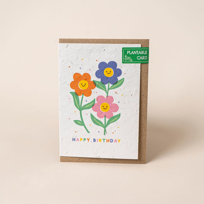 Willsow Plantable Wildflower Greetings Card - Happy Birthday Flowers