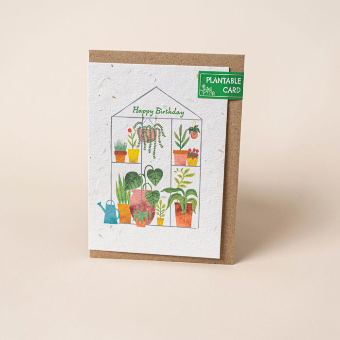 Willsow Plantable Wildflower Greetings Card - Happy Birthday Greenhouse