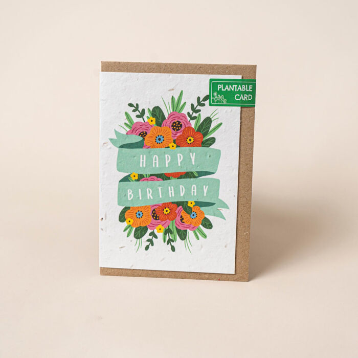 Willsow Plantable Wildflower Greetings Card - Happy Birthday Ribbon